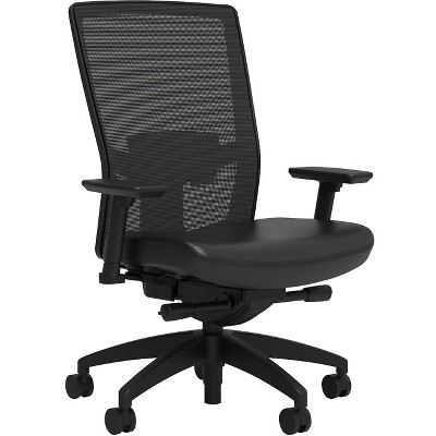 Union & Scale Vinyl Task Chair Black Adjustable Lumbar 2D ArmsTilt 52322