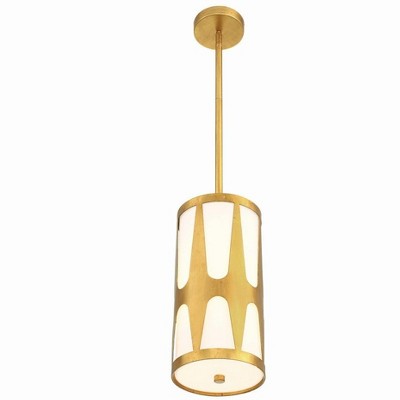 Antique Gold Pendant Light with White Glass Shade