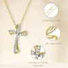 GILDED 1/4 cttw Twist Cross Pendant Necklace in 10KT Yellow Gold or 14KT Yellow Gold Plated over Sterling Silver, Natural Round-Cut Diamond, 18" Chain - 2 of 4