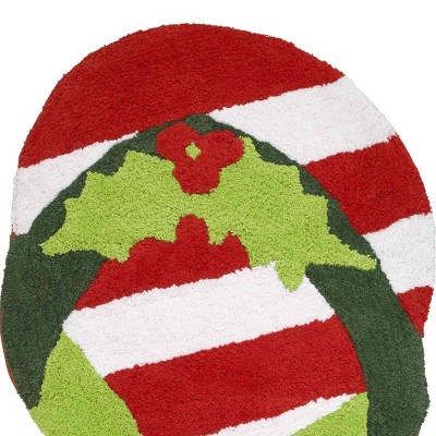 Holiday Flip Flop Red and White Cotton Bath Rug