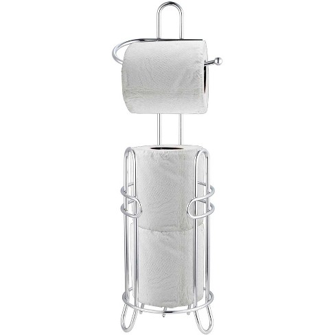 Home Basics Free-Standing Heavy Duty Sleek Dispensing Toilet Paper Holder,  Chrome, BATH ORGANIZATION