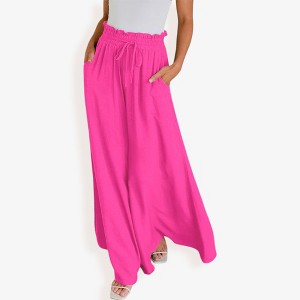 Anna-Kaci Women's High Waist Wide Leg Palazzo Pants With Drawstring Waist And Relaxed Fit - 1 of 4