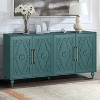 VYNXARIA 63-Inch Navy Blue Storage Cabinets with Carved Flower Doors and Metal Handles for Versatile Use - 4 of 4