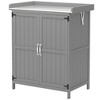 Outsunny Outdoor Garden Shed, Wooden Backyard Shed with Metal Tabletop, Shelf and 2 Doors for Patio, Lawn - 4 of 4