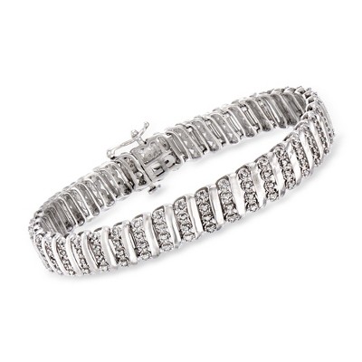Ross-Simons 1.00 ct. t.w. Diamond and Spacer Bar Bracelet in Sterling Silver