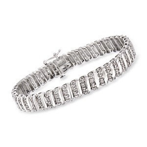 Ross-Simons 1.00 ct. t.w. Diamond and Spacer Bar Bracelet in Sterling Silver - 1 of 3