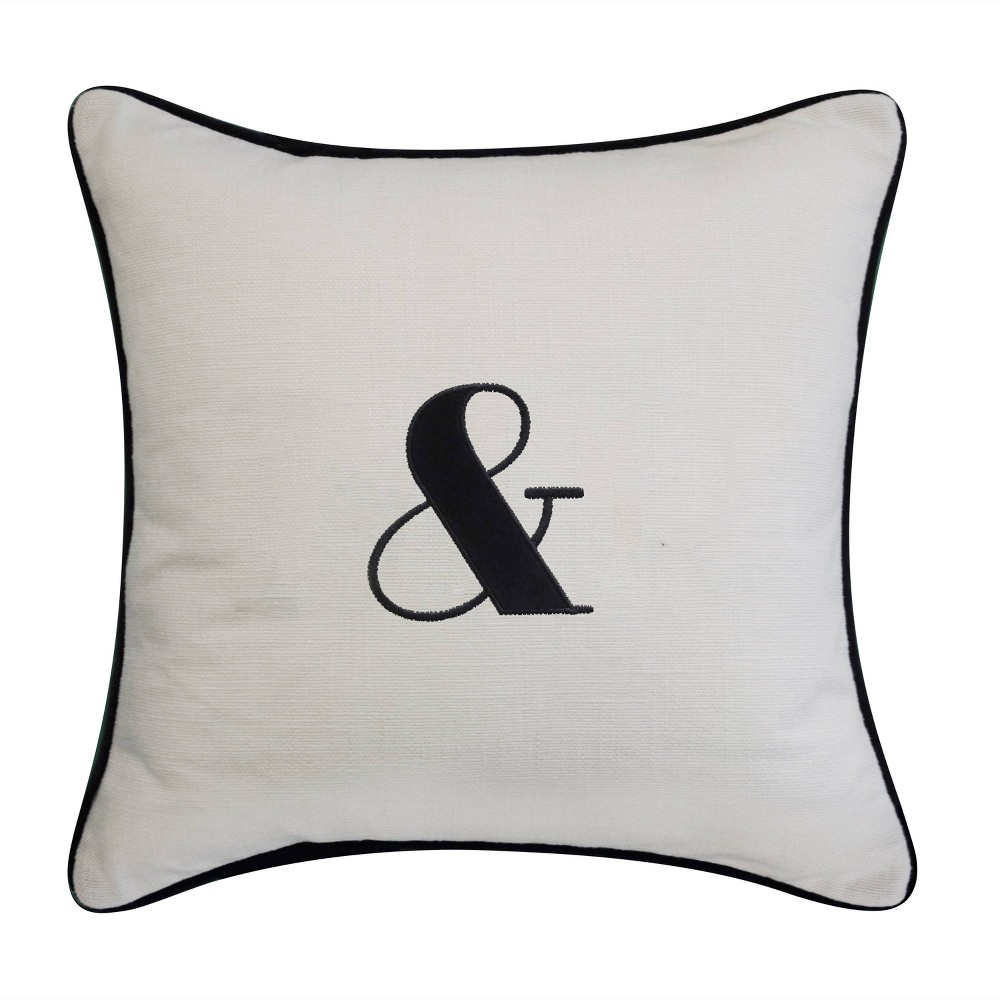 Photos - Pillow Embroidered "&" Square Throw  Cream - Edie@Home