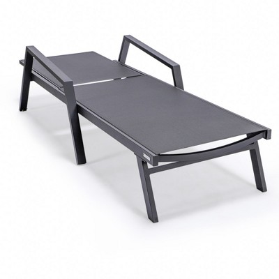 Black Aluminum Adjustable Patio Sling Chaise Lounge Chair