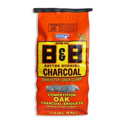 B&B Charcoal Slow Burning Oak Charcoal Briquettes with All Natural Smoky Flavoring for Grills, Barbecues, and Pitmaster Competitions, 17.6 Pounds