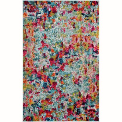 Colorful Abstract Synthetic Washable Reversible Area Rug