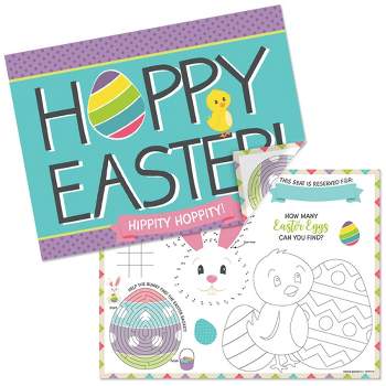 Big Dot of Happiness Hippity Hoppity - Paper Easter Bunny Party Coloring Sheets - Activity Placemats - Set of 16