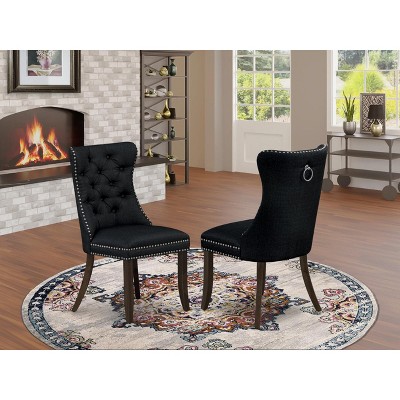 East West Furniture DAP2F23 Dallas Parson Kitchen Chairs - Button Tufted Nailhead Trim Beige Red faux Leather  Dining Chairs, Set of 2, linen white