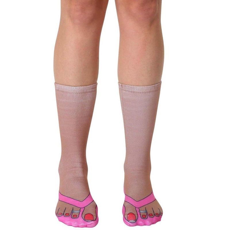 Living Royal Flip Flops (Tan) Photo Print Crew Socks, 2 of 3