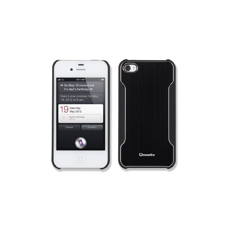 Qmadix Snap-On Face Plate for Apple iPhone 4 - Metalix Black, 1 of 2