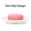 Aoibox Silicone Soap Dish with Drain Holes, Oval Bathroom Soap Holder for Shower Kitchen Countertop, Flexible Non-Slip Soap Tray Keeps Bars Dry, White - 2 of 4