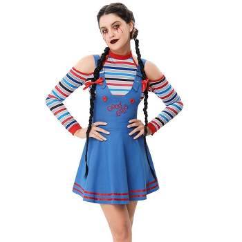 Whizmax Women's Chucky Costume Deluxe Adult Good Guy Costume Dress Cosplay Party Halloween Costume