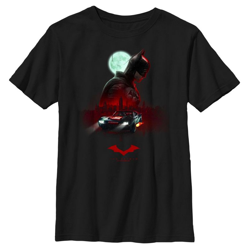 Boy's The Batman Moonlit Batmobile T-Shirt, 1 of 6