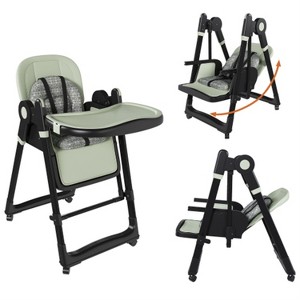 CIPACHO White Convertible Baby High Chair to Rocker, Foldable Feeding Chair with 5-Point Harness & Easy-Clean Tray - 1 of 4