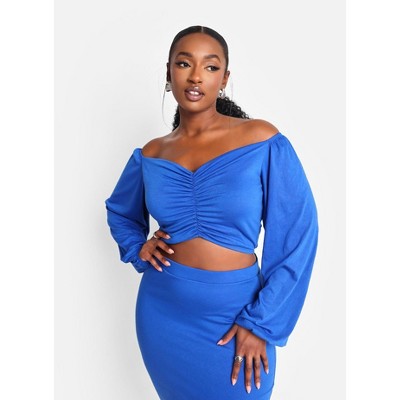 Rebdolls Women's Lilah Puff Sleeve Peasant Crop Top