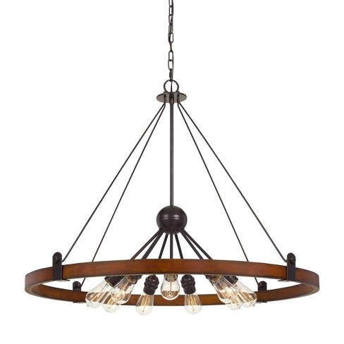 28 75 Metal And Wood Round Lucca, Black Metal Round Chandelier