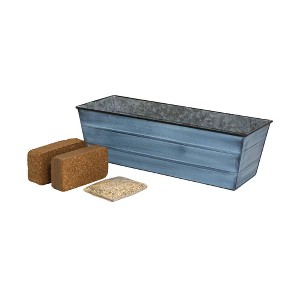 ACHLA Designs Nantucket Rectangular Galvanized Steel Outdoor Planter Box Blue 24"x9.5" - 1 of 4