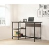 Vynxaria Space-Saving Open Design Desk - Weathered Gray, 2 Storage Shelves, Metal Accents - 2 of 4