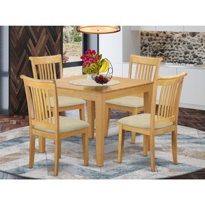 HomeStock 5-Piece Dinette table set - Table and 4 cushion seat dining chairs in Oak finish - 1 of 3