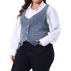 Agnes Orinda Women's Plus Size Fashion Retro Sleeveless Button-Up Jean Denim Vests - 2 of 4