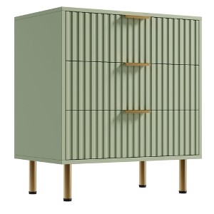 3 Drawer Dresser for Bedroom, Fluted Modern Nightstand with Deep Drawers, Multi-Functional Wooden Organizer for Living Room, Hallway, and Kids Room - 1 of 4