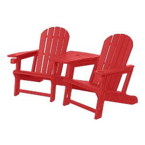 WestinTrends Azura Outdoor HDPE Adirondack Chairs With Connecting Table Tray (Set of 2), Navy Blue - 1 of 4
