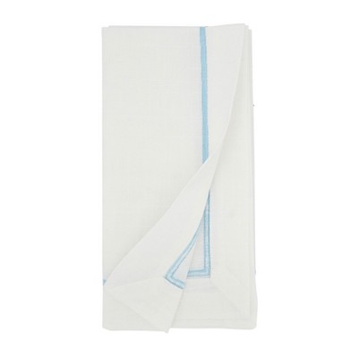 Aqua Embroidered Line Design Dinner Napkins Set of 4