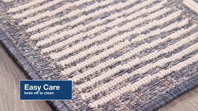Cove Ivory and Grey Square Synthetic Indoor/Outdoor Rug