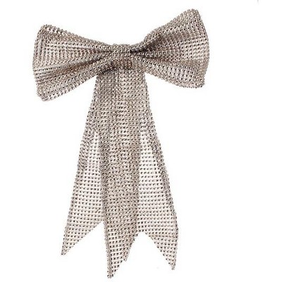 Raz Imports 13" Bronze and Silver Mesh Bow Christmas Ornament