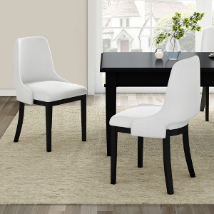 Linen Upholstered Dining Chairs Set of 2, Farmhouse Accent Chairs with Ergonomic Cutout Back - ModernLuxe - 1 of 4
