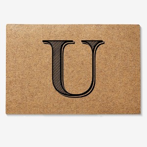 Personalization Mall Noir Initial 18x27 Synthetic Coir Doormat - 1 of 1