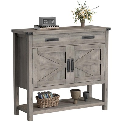 Farmhouse Console Table with 2-Door Cabinet & 2 Drawers, Coffee Bar, Entryway Table with Storage Shelf, Sofa Tables Buffet Sideboard