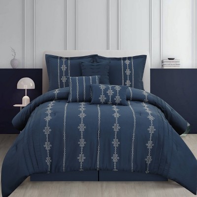 Nanshing 7pc King Lisaveta Comforter Set Navy Blue