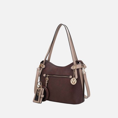 MKF Collection Jaseli Women’s Hobo Bag with Wristlet Bracelet Keychain with a Credit Card Holder by Mia K - Coffee Beige