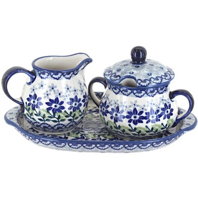 Blue Rose Polish Pottery Halsey Sugar & Creamer with Tray