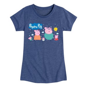 Girls' - Peppa Pig - Pig Famly Lineup Fitted Short Sleeve Graphic T-Shirt - 1 of 4