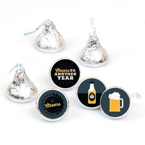 Big Dot of Happiness Cheers and Beers Happy Birthday - Birthday Party Round Candy Sticker Favors - Labels Fits Chocolate Candy (1 sheet of 108) - image 1 of 4