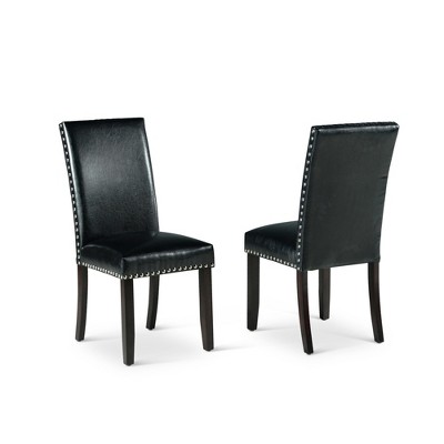 Hardwood Solids and Birch Veneers Side Chair (Set of 2) with Upholstered Seat, Pewter Nailhead Trim, Tapered Legs