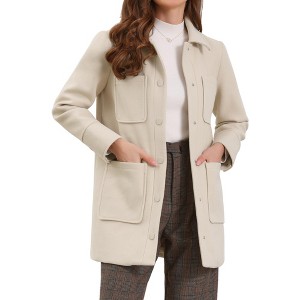 INSPIRE CHIC Women's Turn Down Collar Single Breasted Long Sleeve Winter Work Short Coat with Pockets - 1 of 4