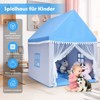 Infans 4.5 FT Kids Play Tent, Large Playhouse w/Washable Mat, Windows, Solid Wood Frame, Indoor Outdoor Tent for Children, Castle Fairy Tent, Blue - 2 of 4