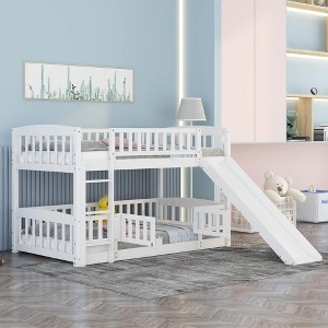 NicBex Twin Over Twin Bunk Bed with Guardrail and Fence,Loft Bed with Ladder and Slide,Modern Bunk Beds,Noise Reduced Bunk Beds for Bedroom - 1 of 4