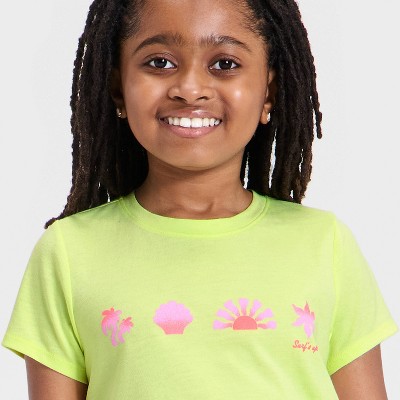 Детские Cat & Jack Girls' Short Sleeve 'Surf's Up' Graphic T-Shirt - Cat & Jack™ Lemon Yellow S — фото 2