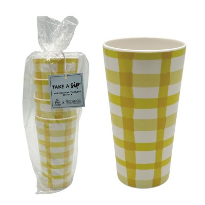 Transpac Melamine Gingham Tumblers Set of 4 Home Decorations Spring