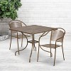 Flash Furniture Oia Commercial Grade 35.5" Square Indoor-Outdoor Steel Patio Table Set with 2 Round Back Chairs - 2 of 4