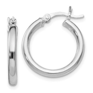 Black Bow Jewelry 2.5mm Polished Sterling Silver Round Hoop Earrings, 17mm (5/8 in) - 1 of 4