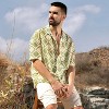 Campus Sutra Men Men's Grass Green & Pale Yellow Geometric Block Oversized Shirt - 4 of 4